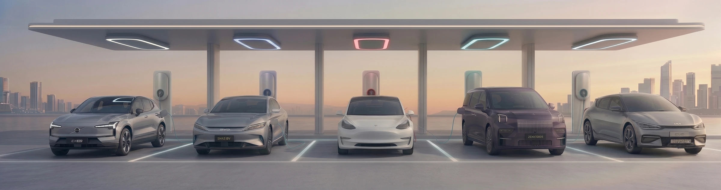A home charger connected to multiple electric vehicles